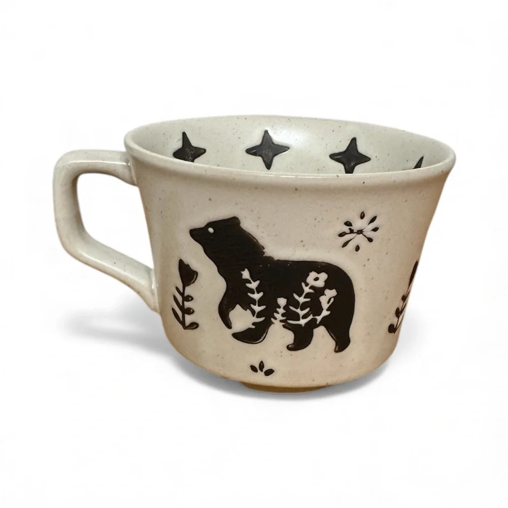 Set of 2 Stoneware Mugs— Fox & Bear Design, Nature Inspired (12 oz) - Picture 5 of 7